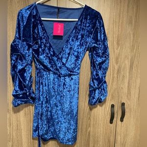 Velvet puff sleeve dress